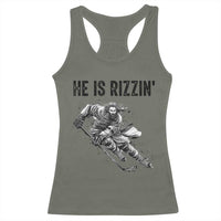 Funny Christian Ice Hockey Lover Gift Racerback Tank Top He Is Rizzin - Wonder Print Shop