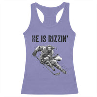 Funny Christian Ice Hockey Lover Gift Racerback Tank Top He Is Rizzin - Wonder Print Shop