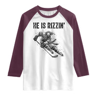Funny Christian Ice Hockey Lover Gift Raglan Shirt He Is Rizzin - Wonder Print Shop