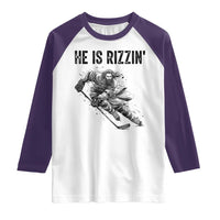 Funny Christian Ice Hockey Lover Gift Raglan Shirt He Is Rizzin - Wonder Print Shop