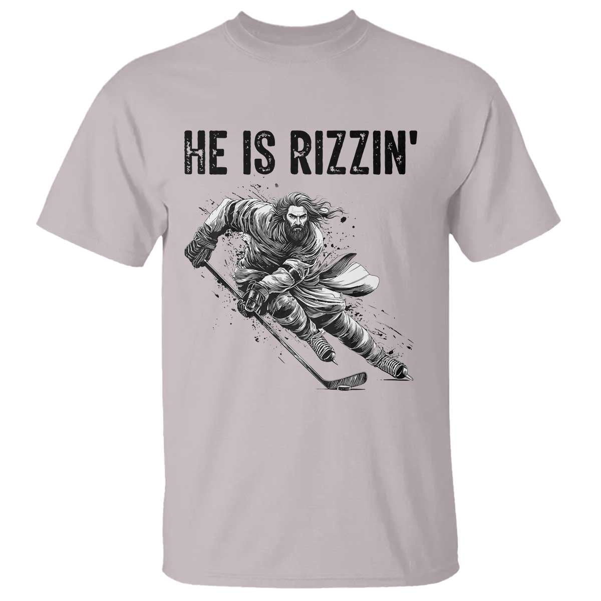 Funny Christian Ice Hockey Lover Gift T Shirt He Is Rizzin - Wonder Print Shop