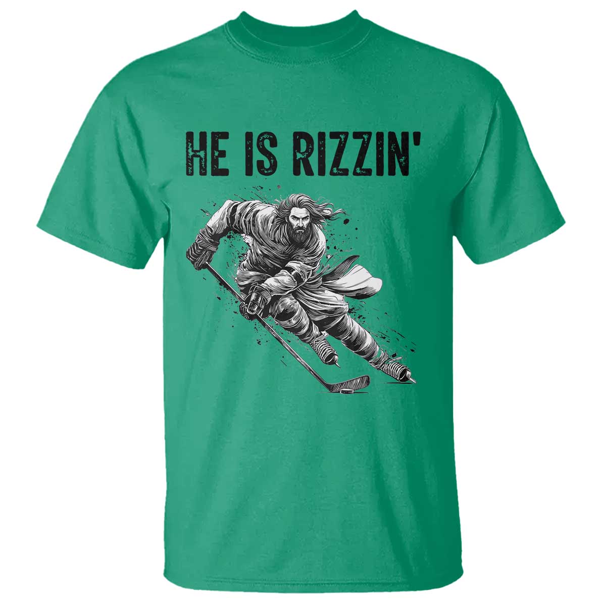 Funny Christian Ice Hockey Lover Gift T Shirt He Is Rizzin - Wonder Print Shop