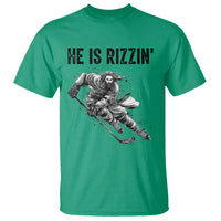 Funny Christian Ice Hockey Lover Gift T Shirt He Is Rizzin - Wonder Print Shop