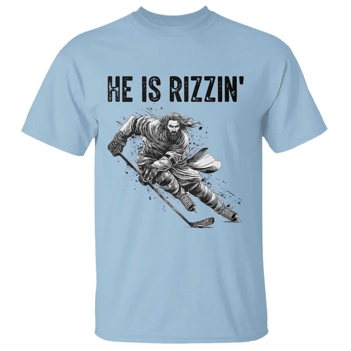 Funny Christian Ice Hockey Lover Gift T Shirt He Is Rizzin - Wonder Print Shop