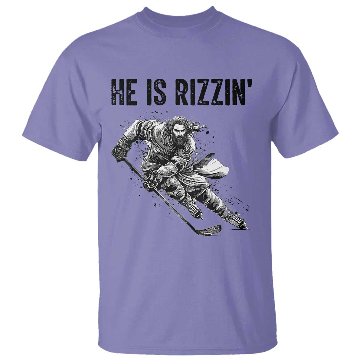 Funny Christian Ice Hockey Lover Gift T Shirt He Is Rizzin - Wonder Print Shop