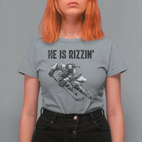 Funny Christian Ice Hockey Lover Gift T Shirt For Women He Is Rizzin - Wonder Print Shop