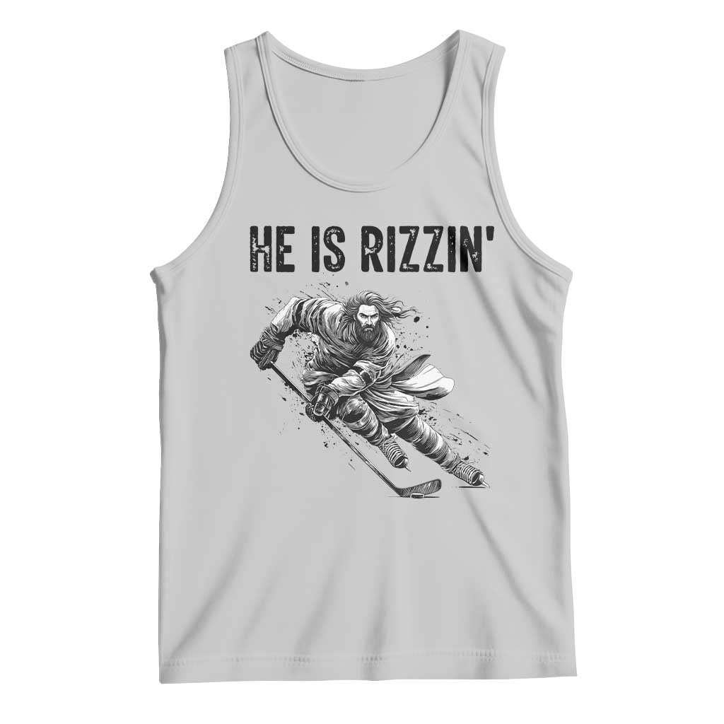 Funny Christian Ice Hockey Lover Gift Tank Top He Is Rizzin - Wonder Print Shop
