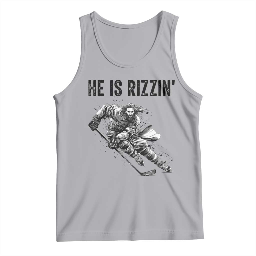 Funny Christian Ice Hockey Lover Gift Tank Top He Is Rizzin - Wonder Print Shop