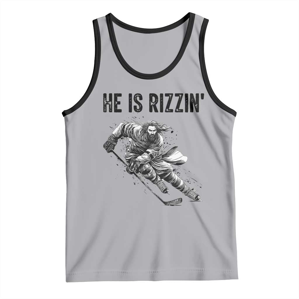 Funny Christian Ice Hockey Lover Gift Tank Top He Is Rizzin - Wonder Print Shop