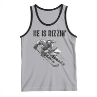 Funny Christian Ice Hockey Lover Gift Tank Top He Is Rizzin - Wonder Print Shop