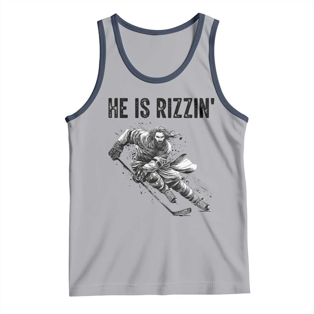 Funny Christian Ice Hockey Lover Gift Tank Top He Is Rizzin - Wonder Print Shop