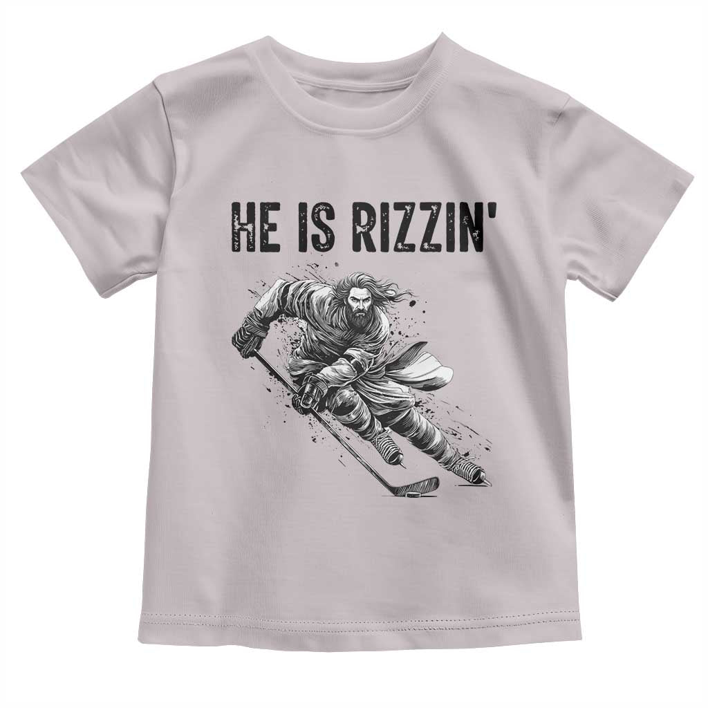 Funny Christian Ice Hockey Lover Gift Toddler T Shirt He Is Rizzin - Wonder Print Shop