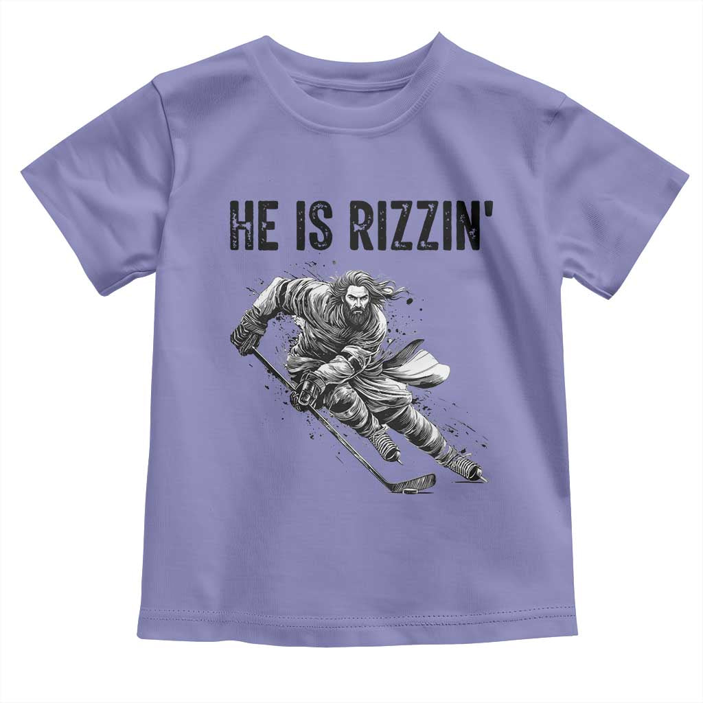 Funny Christian Ice Hockey Lover Gift Toddler T Shirt He Is Rizzin - Wonder Print Shop