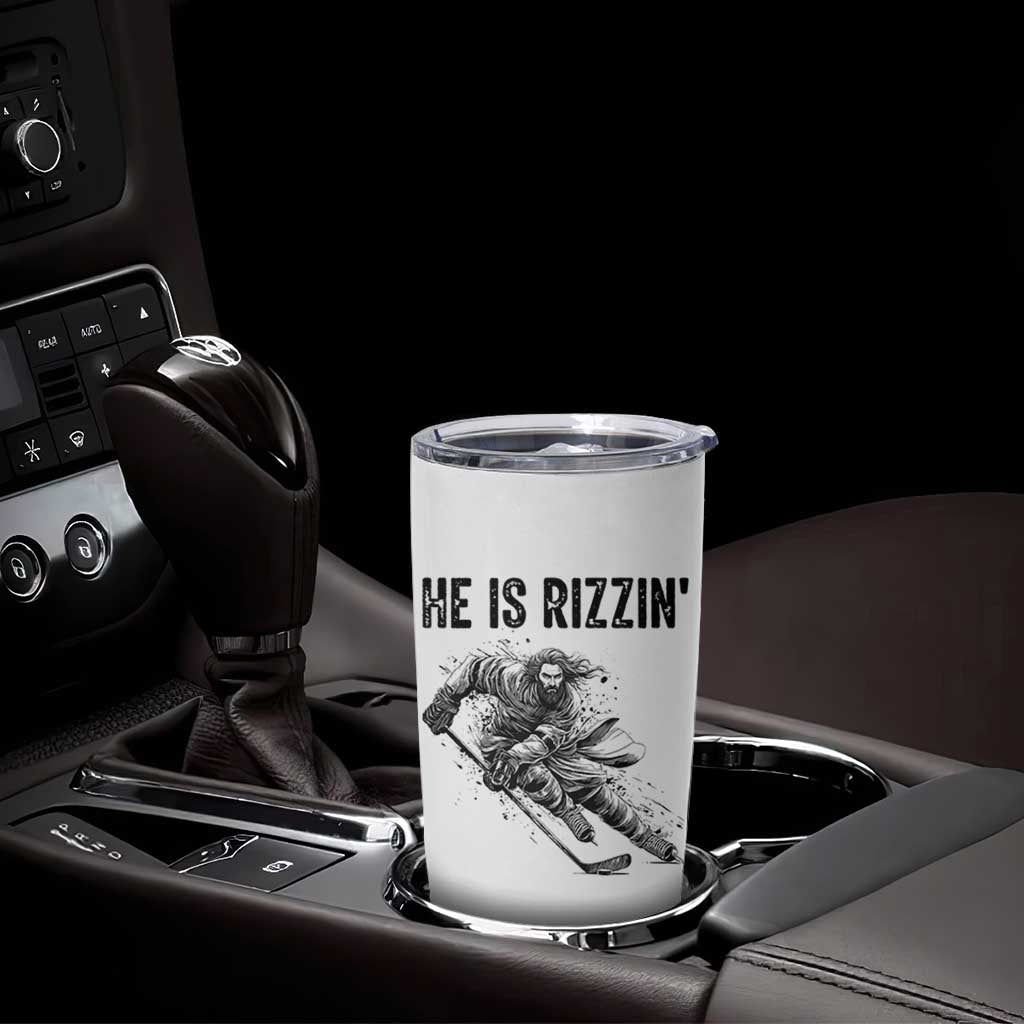 Funny Christian Ice Hockey Lover Gift Tumbler Cup He Is Rizzin - Wonder Print Shop