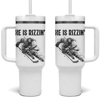 Funny Christian Ice Hockey Lover Gift Tumbler With Handle He Is Rizzin - Wonder Print Shop
