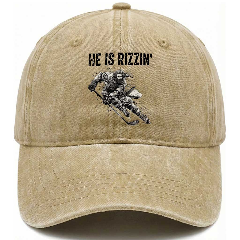 Funny Christian Ice Hockey Lover Gift Washed Cotton Baseball Cap He Is Rizzin