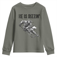 Funny Christian Ice Hockey Lover Gift Youth Sweatshirt He Is Rizzin - Wonder Print Shop