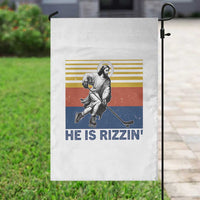 He Is Rizzin Garden Flag Christian Hockey Retro Funny Gift For Believers - Wonder Print Shop