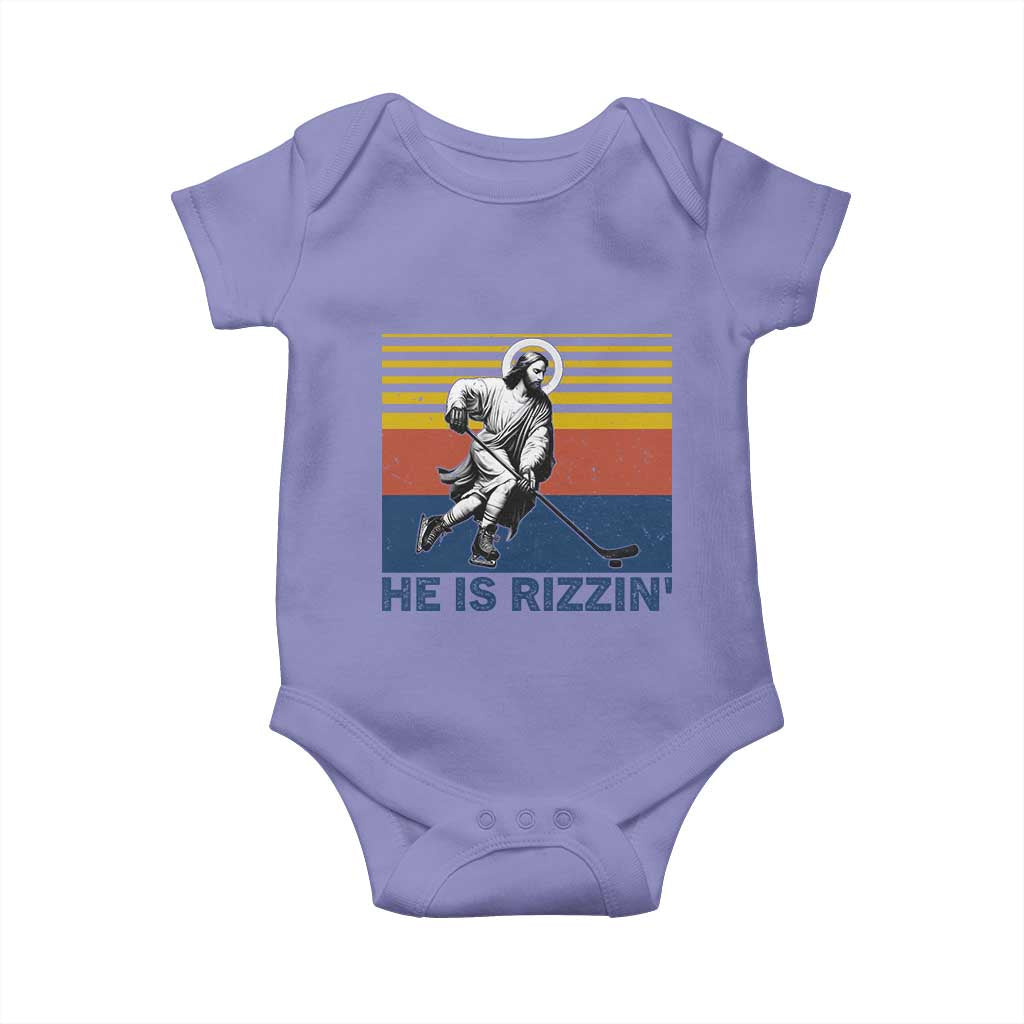 He Is Rizzin Baby Onesie Christian Hockey Retro Funny Gift For Believers - Wonder Print Shop
