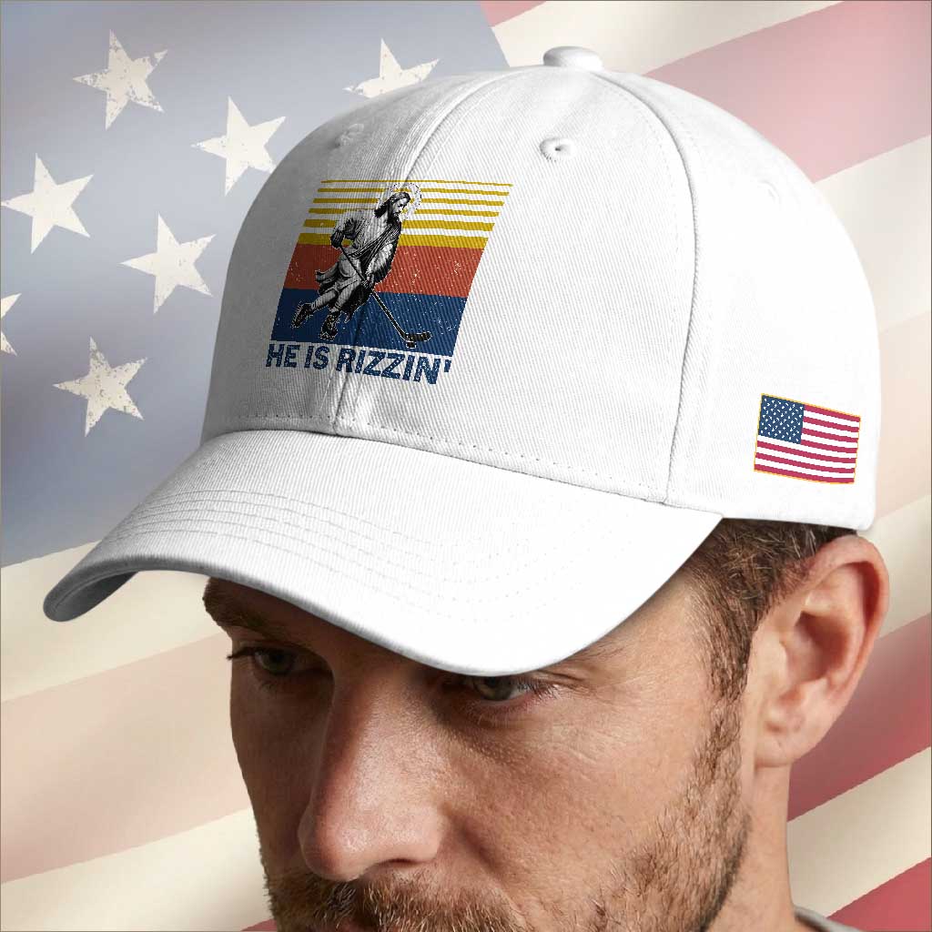 He Is Rizzin Baseball Cap Christian Hockey Retro Funny Gift For Believers