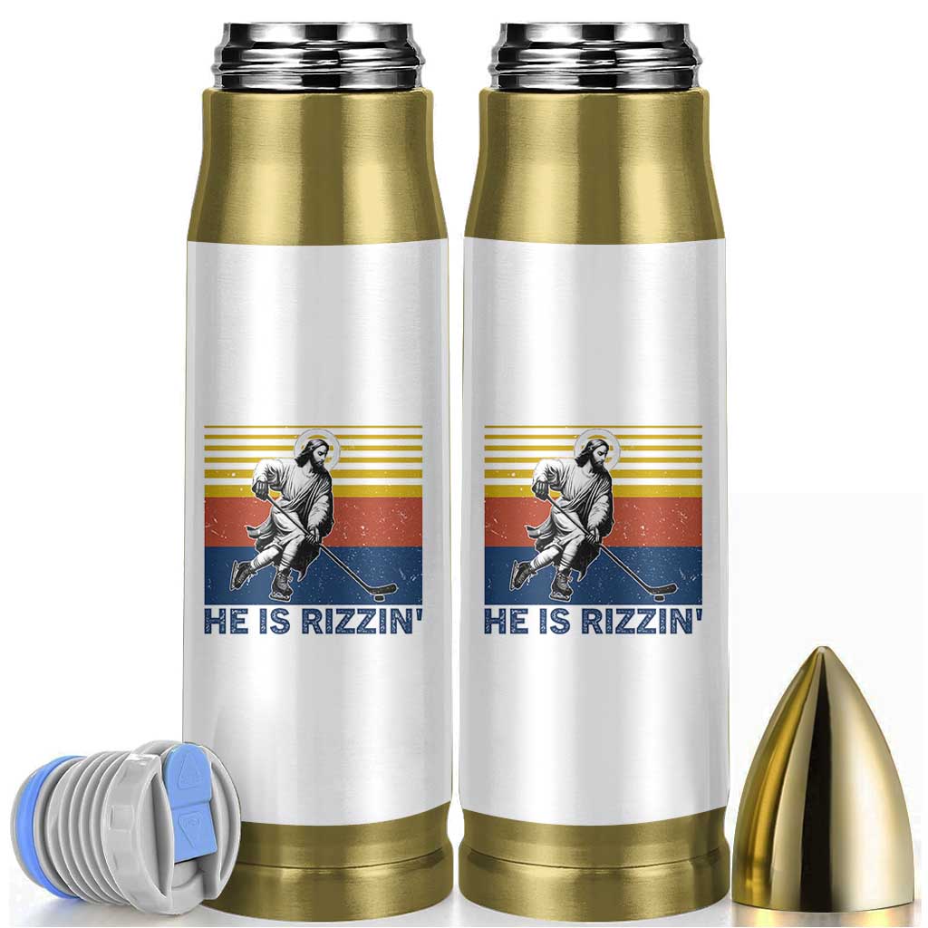 He Is Rizzin Bullet Tumbler Christian Hockey Retro Funny Gift For Believers - Wonder Print Shop