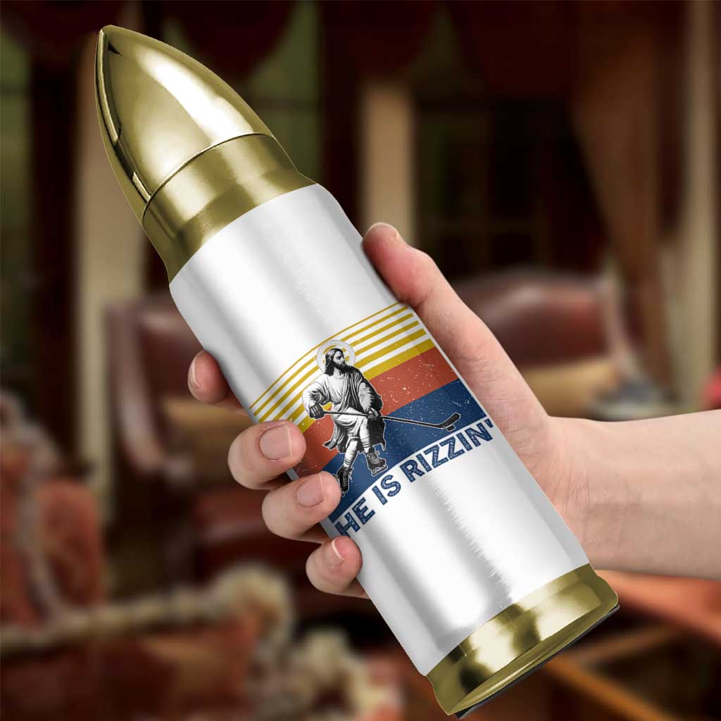 He Is Rizzin Bullet Tumbler Christian Hockey Retro Funny Gift For Believers - Wonder Print Shop