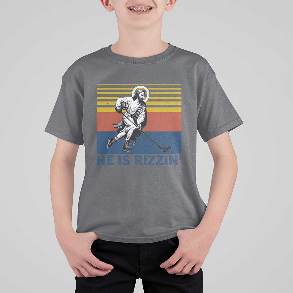 He Is Rizzin T Shirt For Kid Christian Hockey Retro Funny Gift For Believers - Wonder Print Shop