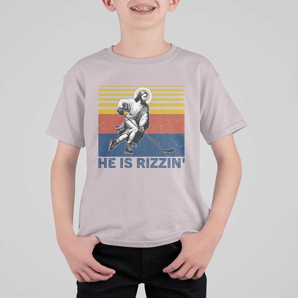 He Is Rizzin T Shirt For Kid Christian Hockey Retro Funny Gift For Believers - Wonder Print Shop