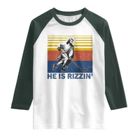 He Is Rizzin Raglan Shirt Christian Hockey Retro Funny Gift For Believers - Wonder Print Shop