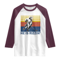 He Is Rizzin Raglan Shirt Christian Hockey Retro Funny Gift For Believers - Wonder Print Shop
