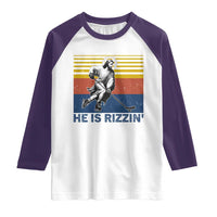 He Is Rizzin Raglan Shirt Christian Hockey Retro Funny Gift For Believers - Wonder Print Shop
