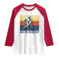 He Is Rizzin Raglan Shirt Christian Hockey Retro Funny Gift For Believers - Wonder Print Shop