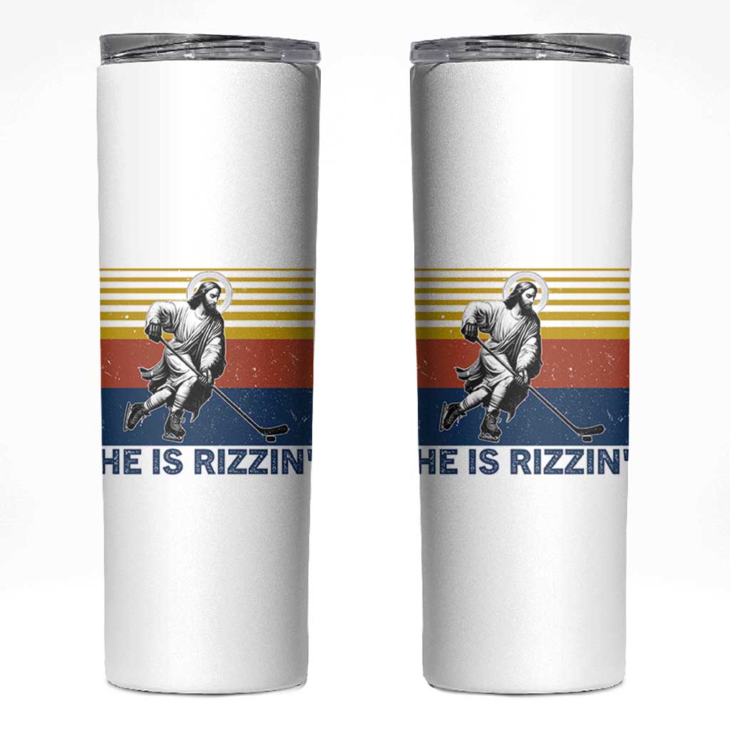 He Is Rizzin Skinny Tumbler Christian Hockey Retro Funny Gift For Believers - Wonder Print Shop