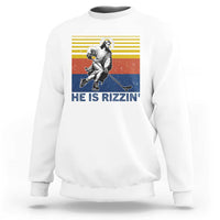 He Is Rizzin Sweatshirt Christian Hockey Retro Funny Gift For Believers - Wonder Print Shop