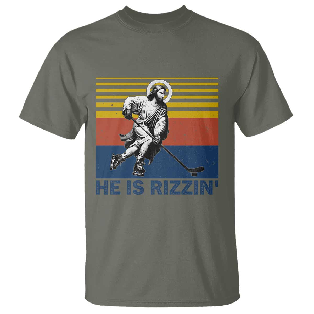 He Is Rizzin T Shirt Christian Hockey Retro Funny Gift For Believers - Wonder Print Shop