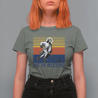 He Is Rizzin T Shirt For Women Christian Hockey Retro Funny Gift For Believers - Wonder Print Shop