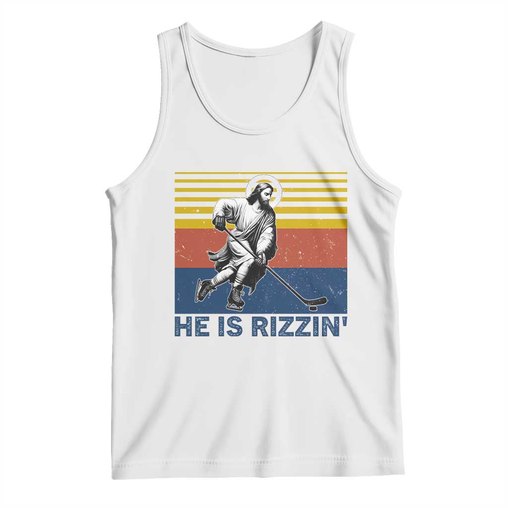 He Is Rizzin Tank Top Christian Hockey Retro Funny Gift For Believers - Wonder Print Shop