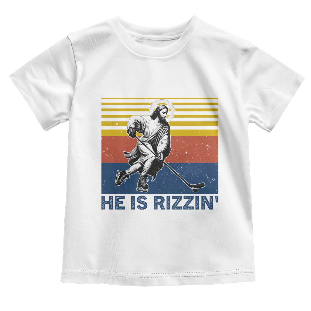 He Is Rizzin Toddler T Shirt Christian Hockey Retro Funny Gift For Believers - Wonder Print Shop