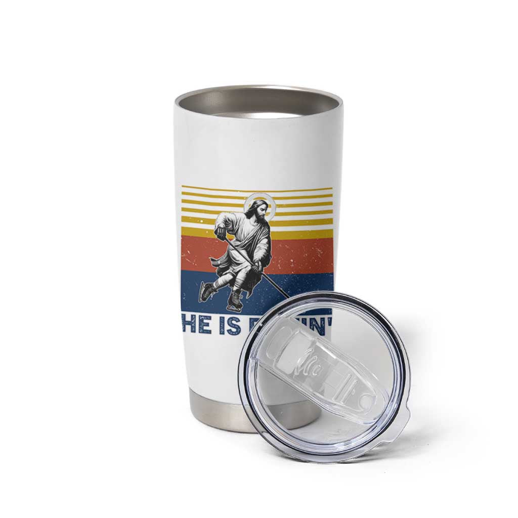 He Is Rizzin Tumbler Cup Christian Hockey Retro Funny Gift For Believers - Wonder Print Shop