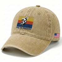 He Is Rizzin Washed Cotton Baseball Cap Christian Hockey Retro Funny Gift For Believers