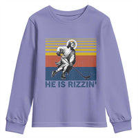 He Is Rizzin Youth Sweatshirt Christian Hockey Retro Funny Gift For Believers - Wonder Print Shop