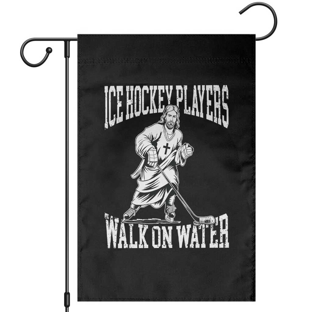 Jesus Ice Hockey Players Walk On Water Garden Flag Funny Christian Gift - Wonder Print Shop