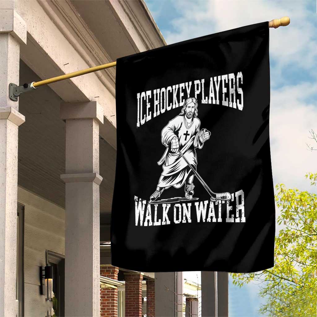 Jesus Ice Hockey Players Walk On Water Garden Flag Funny Christian Gift - Wonder Print Shop