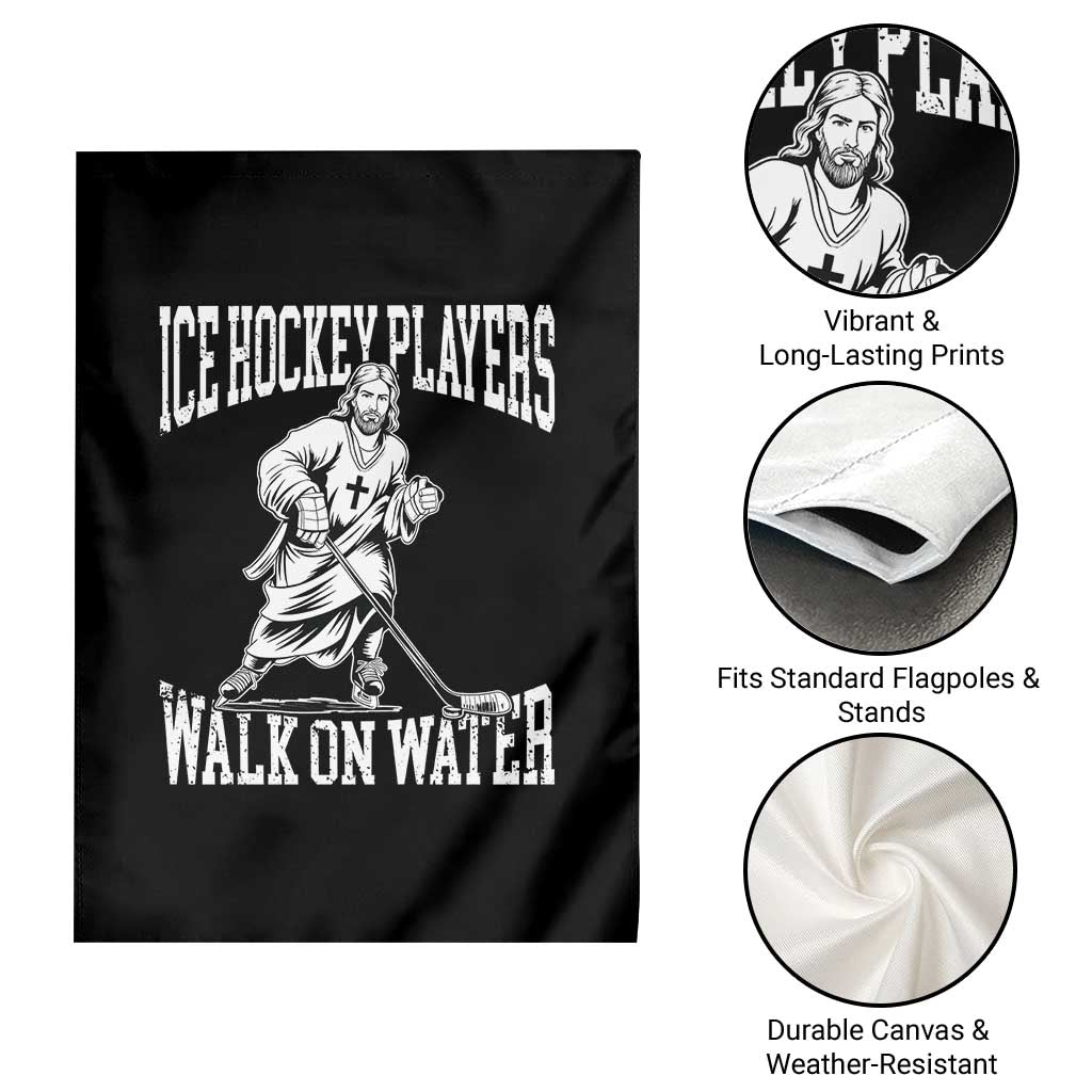 Jesus Ice Hockey Players Walk On Water Garden Flag Funny Christian Gift - Wonder Print Shop
