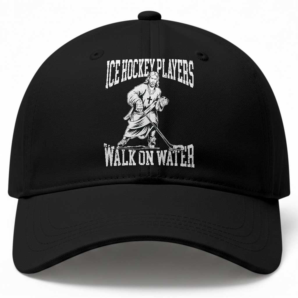 Jesus Ice Hockey Players Walk On Water Baseball Cap Funny Christian Gift