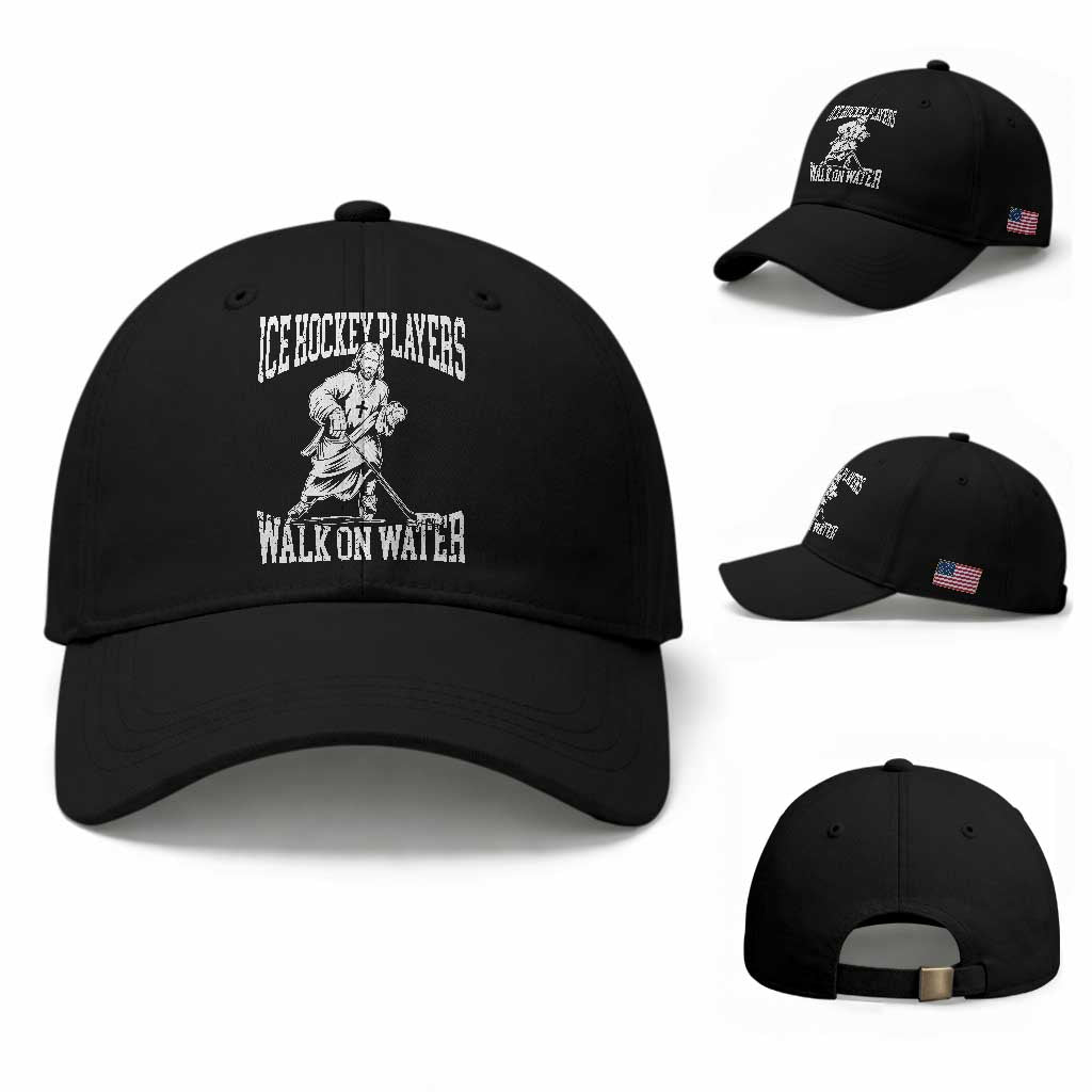 Jesus Ice Hockey Players Walk On Water Baseball Cap Funny Christian Gift