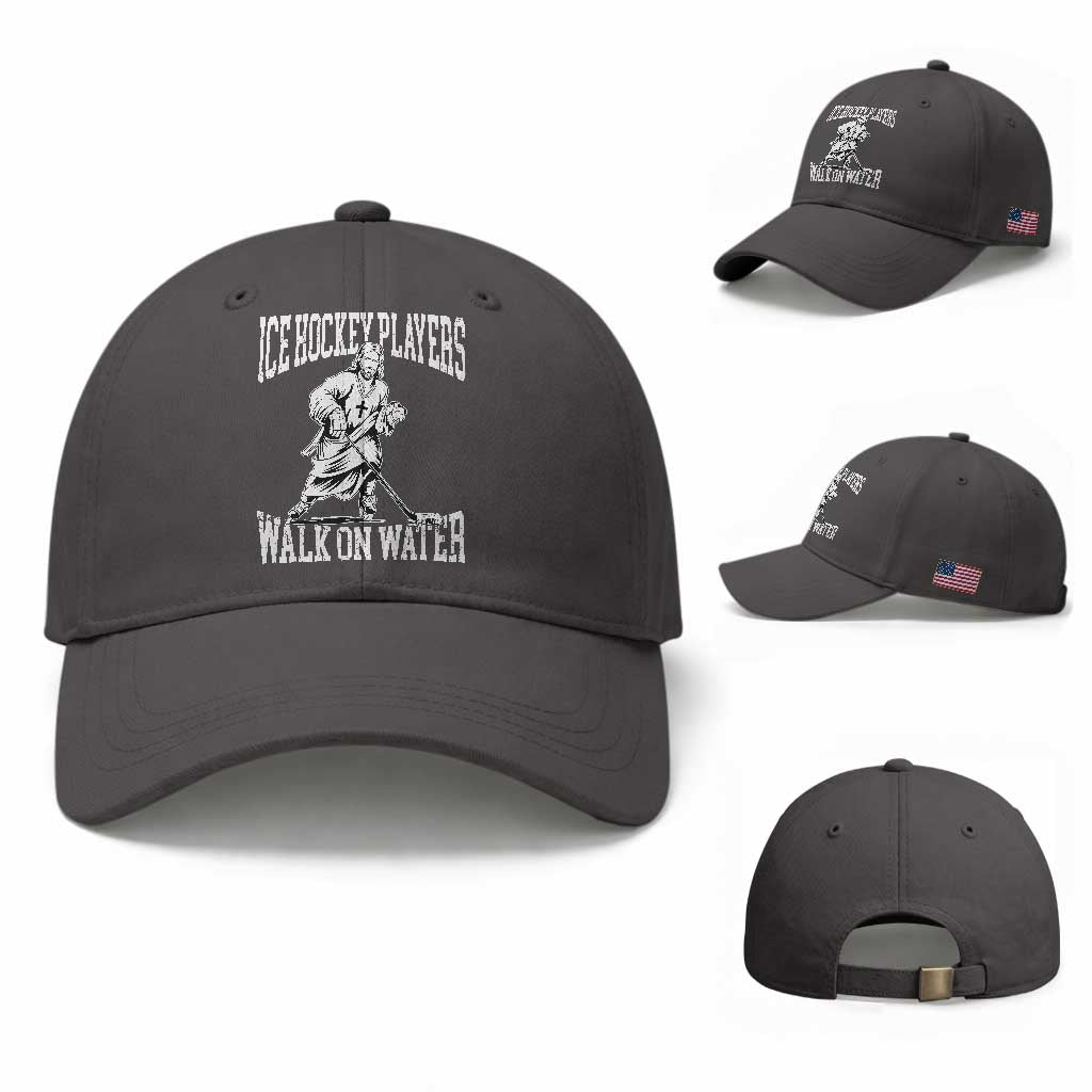 Jesus Ice Hockey Players Walk On Water Baseball Cap Funny Christian Gift