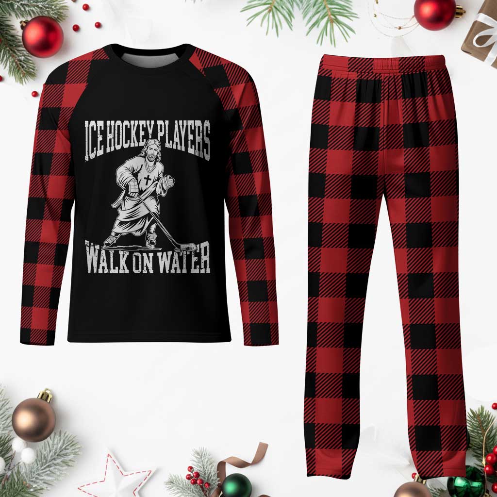 Jesus Ice Hockey Players Walk On Water Plaid Pajama Set Funny Christian Gift - Wonder Print Shop
