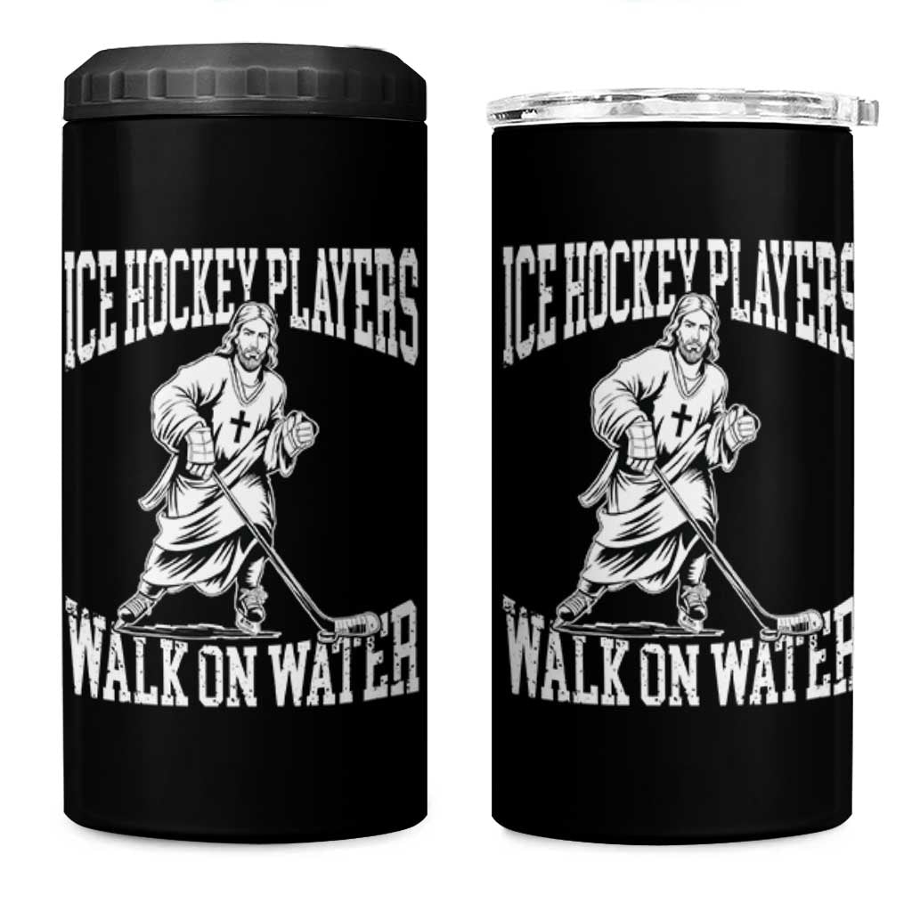 Jesus Ice Hockey Players Walk On Water 4 in 1 Can Cooler Tumbler Funny Christian Gift - Wonder Print Shop