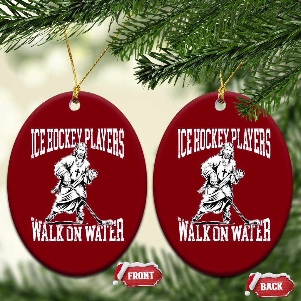 Jesus Ice Hockey Players Walk On Water Ceramic Ornament Funny Christian Gift - Wonder Print Shop